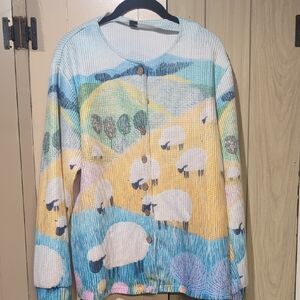 Colorful Sheep Print Cardigan